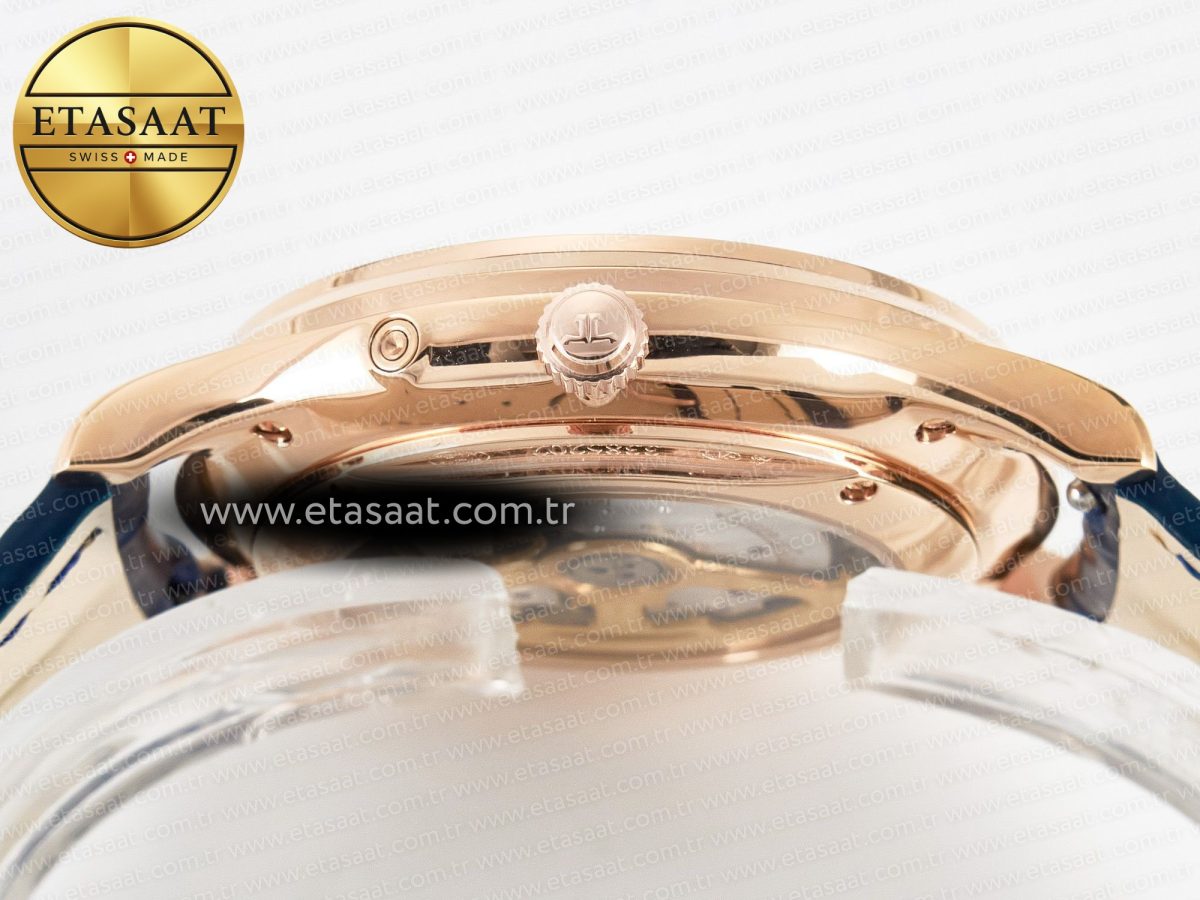 Jaeger Lecoultre Master Ultra Thin Moon RG Z+F 1:1 Best Edition Blue Dial on Blue Leather Strap SA925 Super Clone - Görsel 14