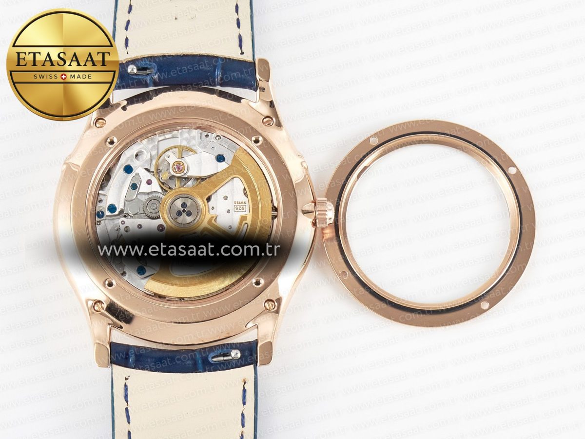 Jaeger Lecoultre Master Ultra Thin Moon RG Z+F 1:1 Best Edition Blue Dial on Blue Leather Strap SA925 Super Clone - Görsel 16