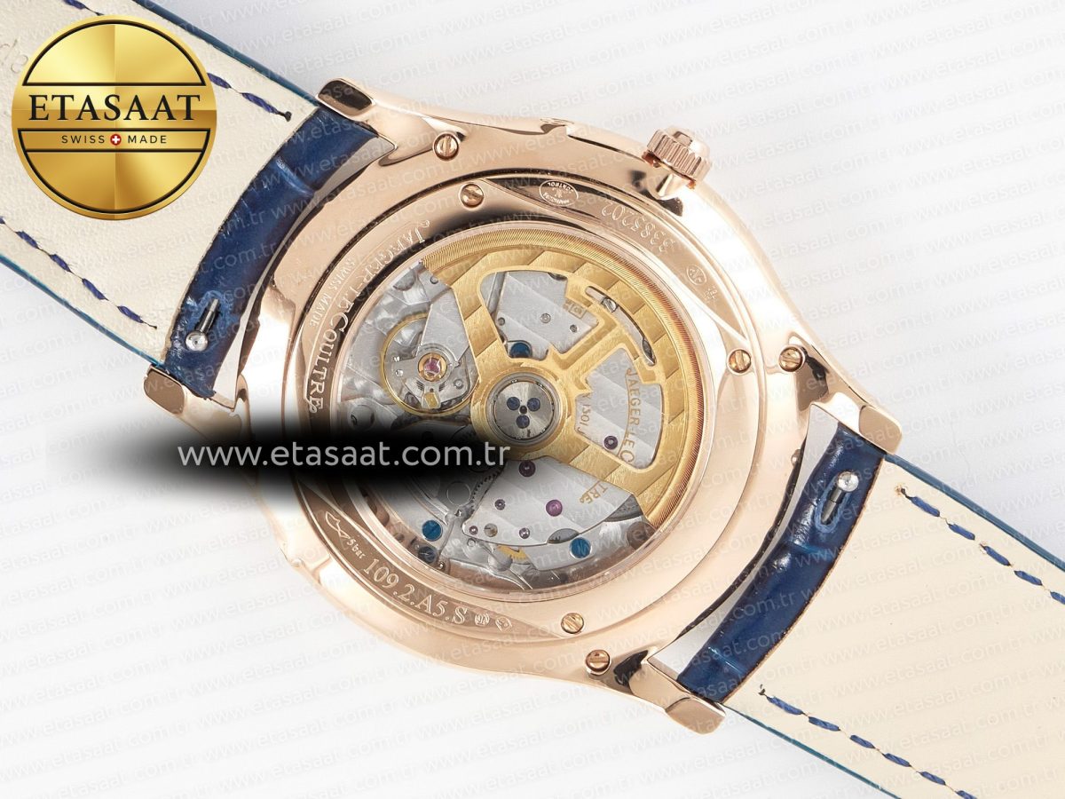 Jaeger Lecoultre Master Ultra Thin Moon RG Z+F 1:1 Best Edition Blue Dial on Blue Leather Strap SA925 Super Clone - Görsel 17