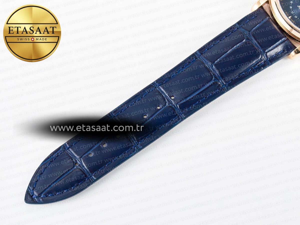 Jaeger Lecoultre Master Ultra Thin Moon RG Z+F 1:1 Best Edition Blue Dial on Blue Leather Strap SA925 Super Clone - Görsel 24