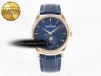 Jaeger Lecoultre Master Ultra Thin Moon RG Z+F 1:1 Best Edition Blue Dial on Blue Leather Strap SA925 Super Clone - Görsel 3