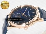 Jaeger Lecoultre Master Ultra Thin Moon RG Z+F 1:1 Best Edition Blue Dial on Blue Leather Strap SA925 Super Clone - Görsel 6