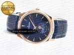 Jaeger Lecoultre Master Ultra Thin Moon RG Z+F 1:1 Best Edition Blue Dial on Blue Leather Strap SA925 Super Clone - Görsel 9