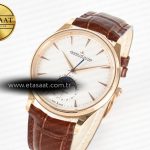 Jaeger Lecoultre Master Ultra Thin Moon RG Z+F 1:1 Best Edition White Dial on Brown Leather Strap A925