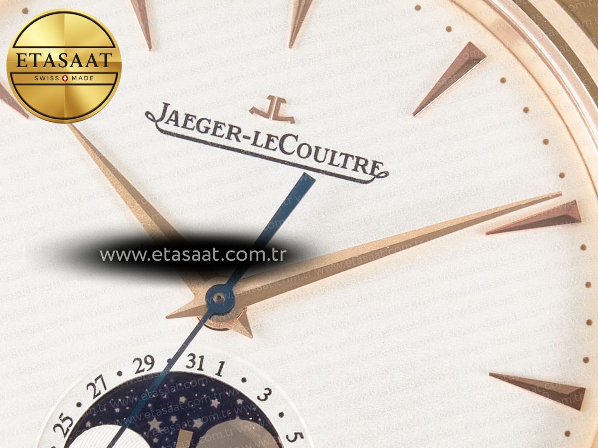 Jaeger Lecoultre Master Ultra Thin Moon RG Z+F 1:1 Best Edition White Dial on Brown Leather Strap A925 - Görsel 10