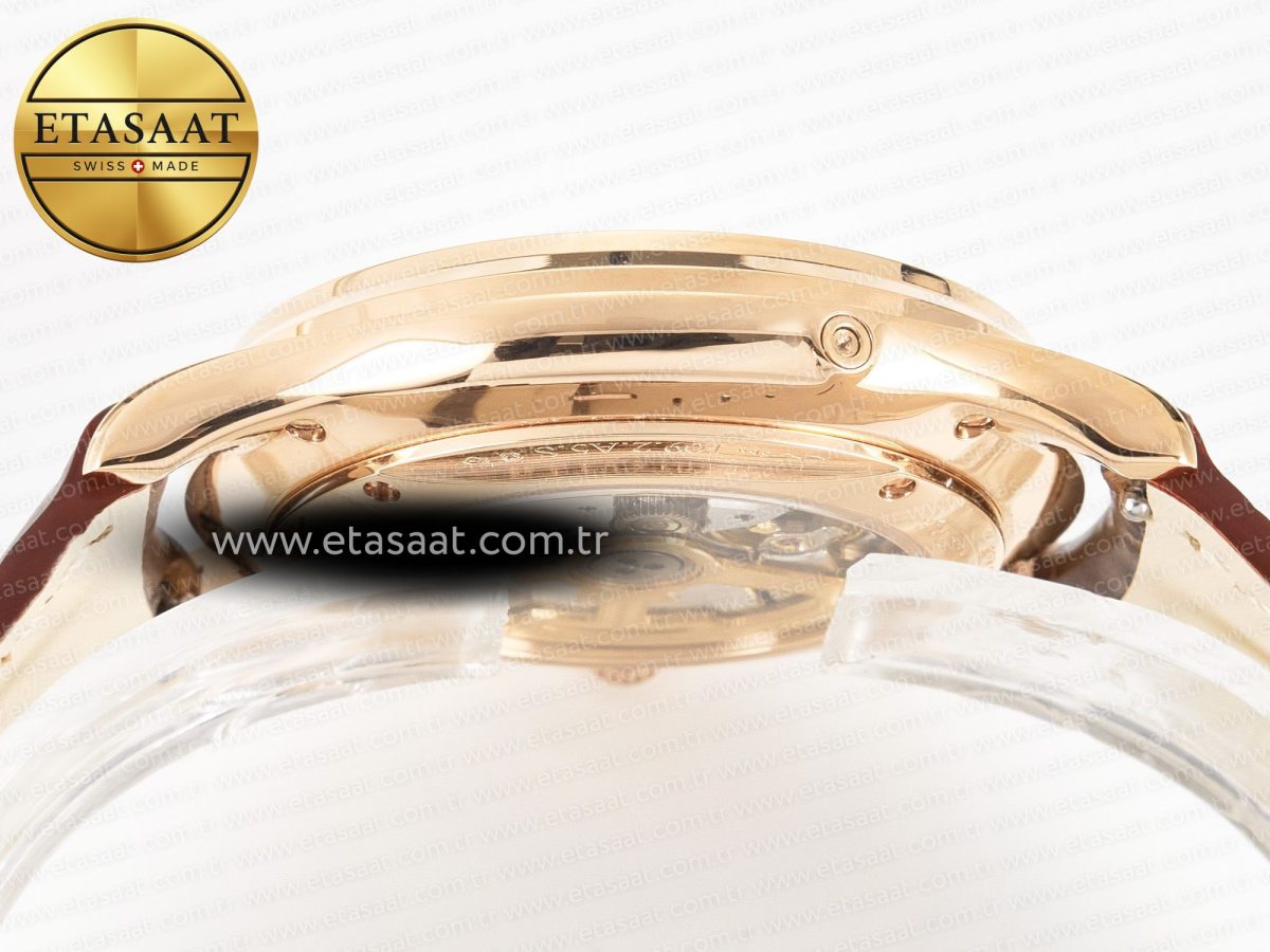 Jaeger Lecoultre Master Ultra Thin Moon RG Z+F 1:1 Best Edition White Dial on Brown Leather Strap A925 - Görsel 13