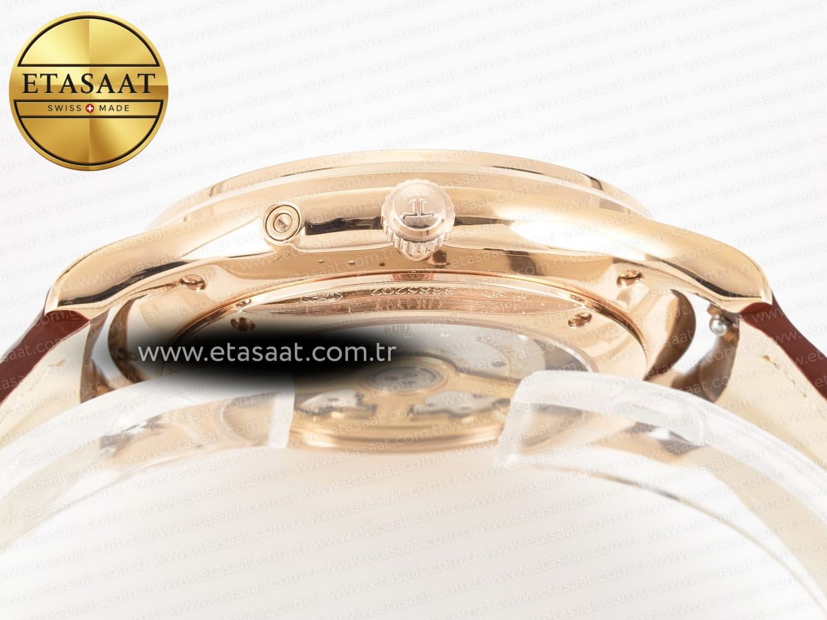 Jaeger Lecoultre Master Ultra Thin Moon RG Z+F 1:1 Best Edition White Dial on Brown Leather Strap A925 - Görsel 14