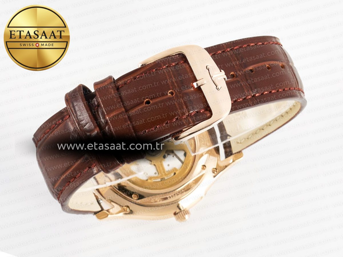 Jaeger Lecoultre Master Ultra Thin Moon RG Z+F 1:1 Best Edition White Dial on Brown Leather Strap A925 - Görsel 15