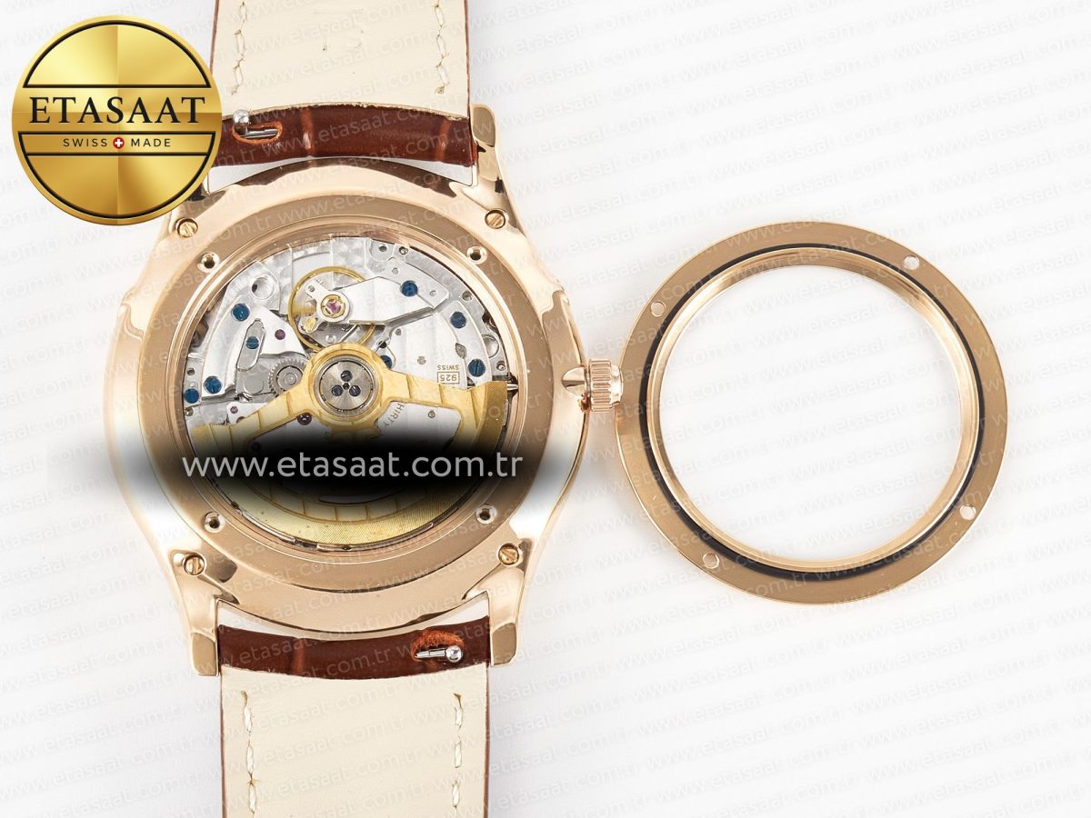 Jaeger Lecoultre Master Ultra Thin Moon RG Z+F 1:1 Best Edition White Dial on Brown Leather Strap A925 - Görsel 16