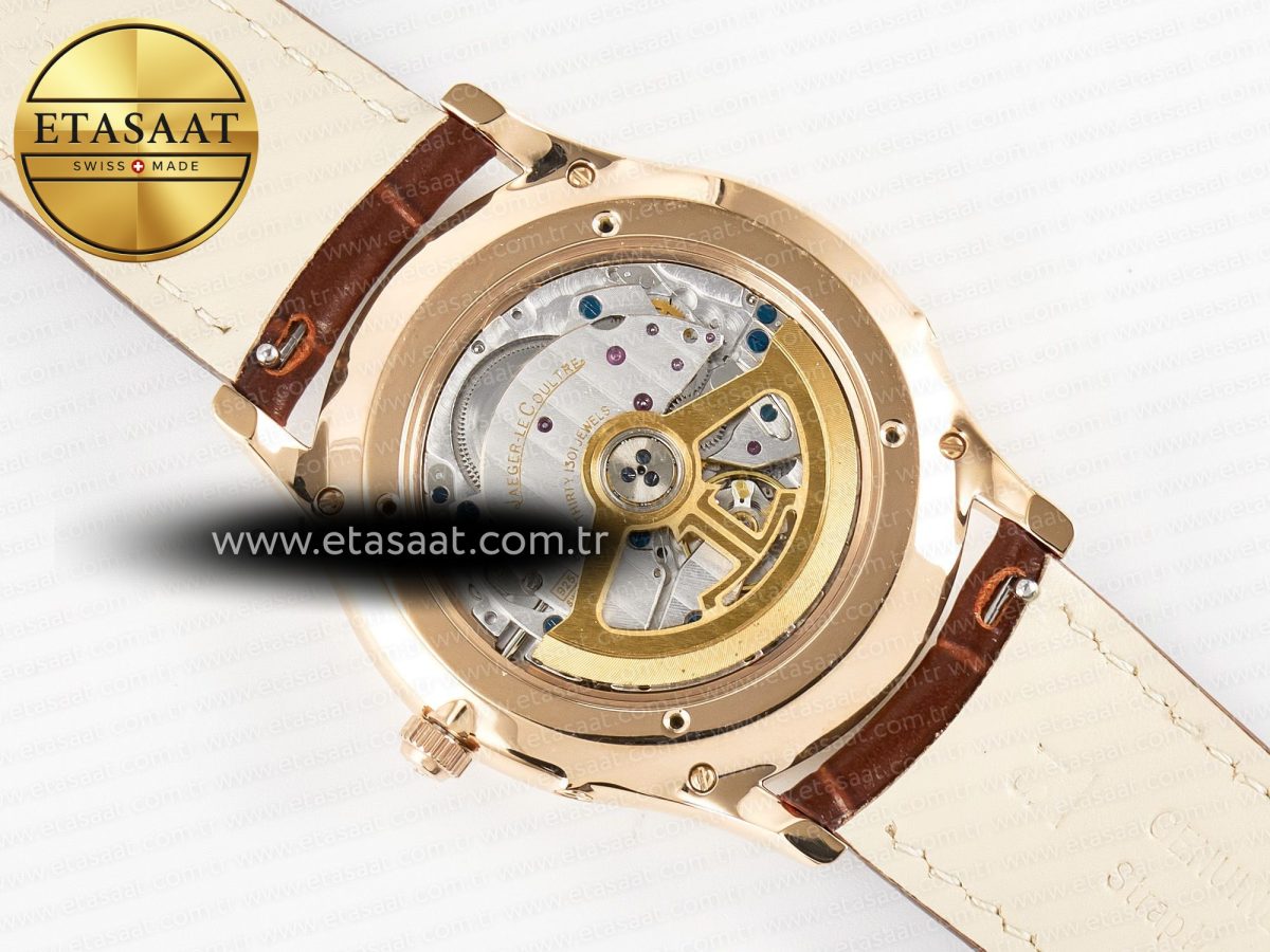 Jaeger Lecoultre Master Ultra Thin Moon RG Z+F 1:1 Best Edition White Dial on Brown Leather Strap A925 - Görsel 17