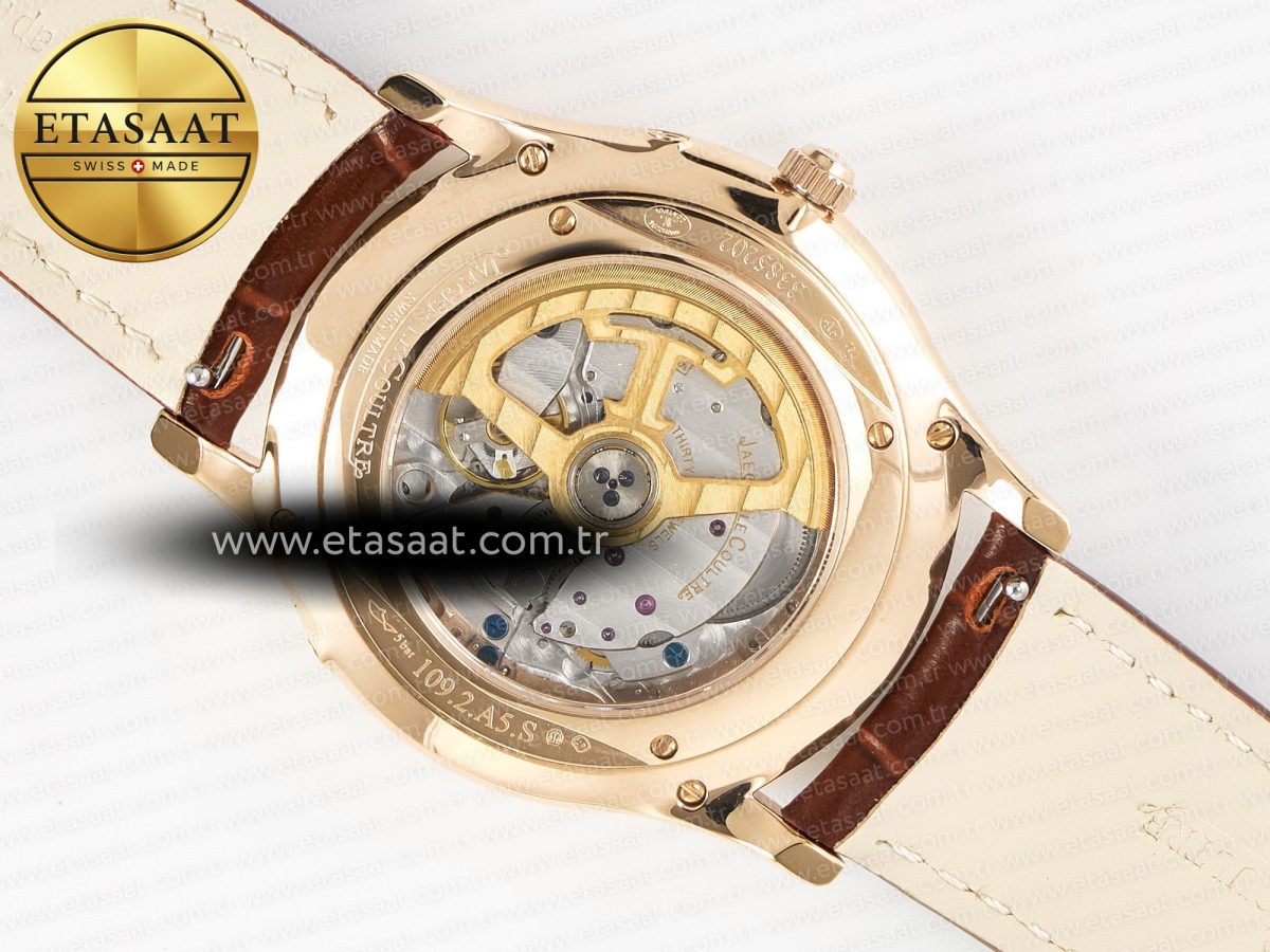 Jaeger Lecoultre Master Ultra Thin Moon RG Z+F 1:1 Best Edition White Dial on Brown Leather Strap A925 - Görsel 18
