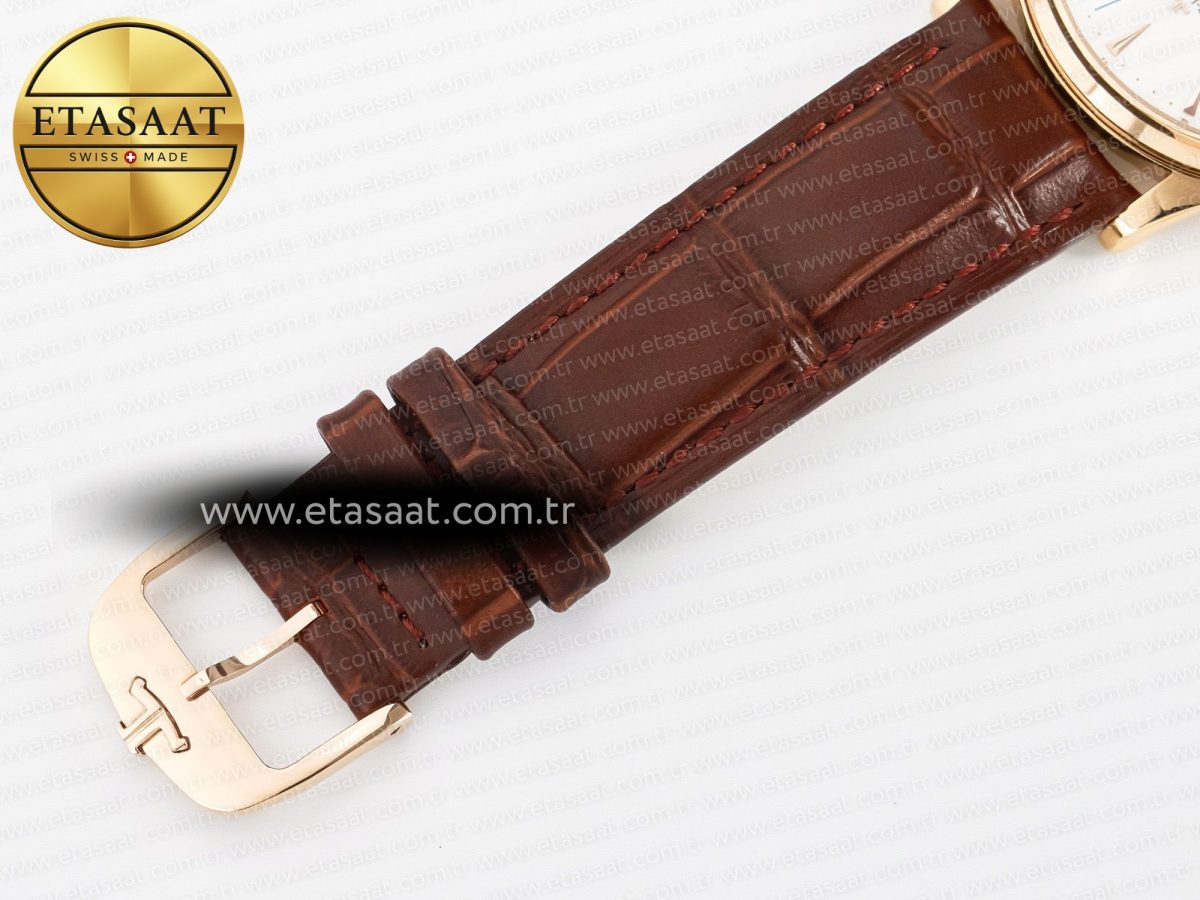 Jaeger Lecoultre Master Ultra Thin Moon RG Z+F 1:1 Best Edition White Dial on Brown Leather Strap A925 - Görsel 25
