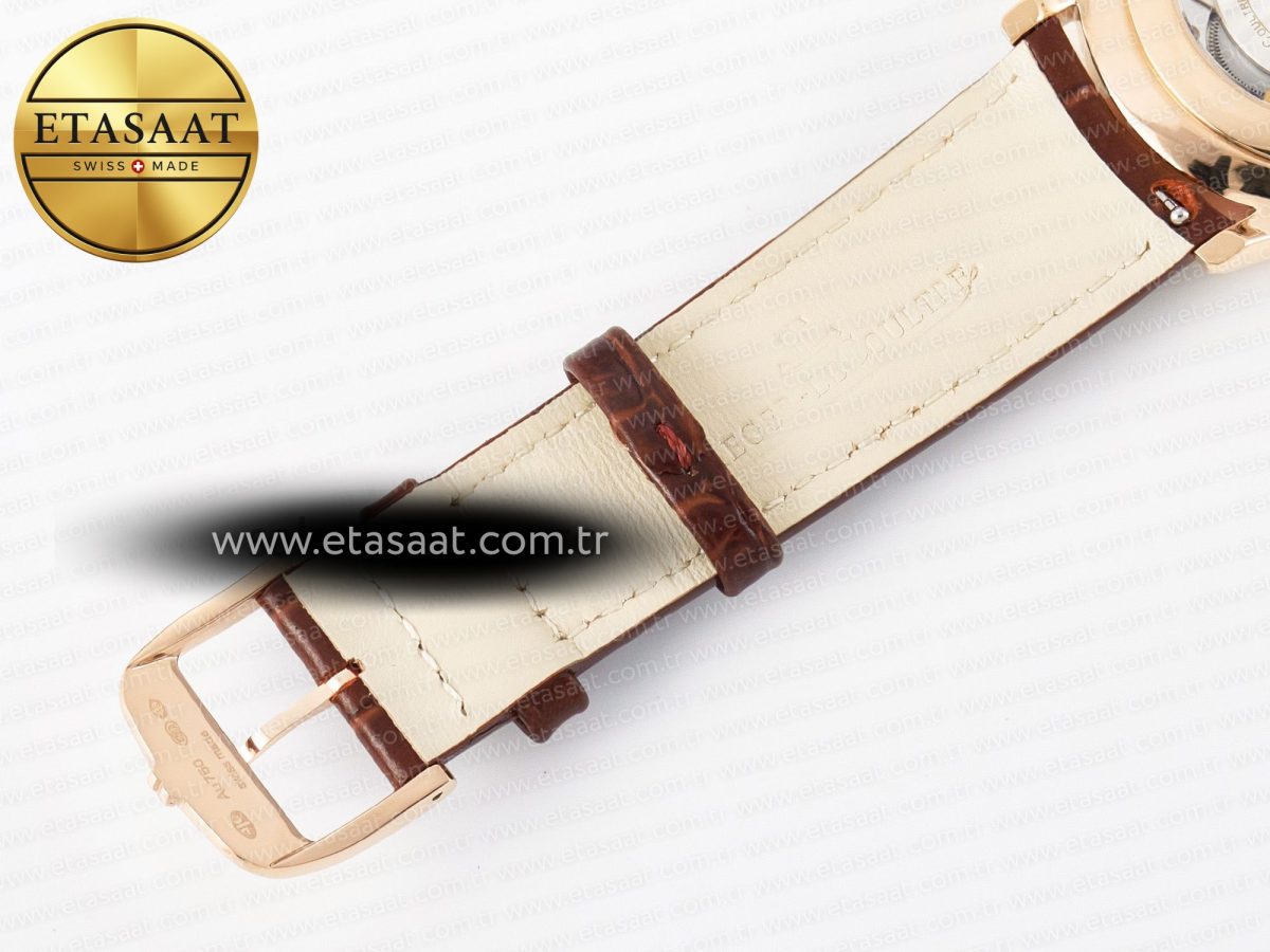 Jaeger Lecoultre Master Ultra Thin Moon RG Z+F 1:1 Best Edition White Dial on Brown Leather Strap A925 - Görsel 26
