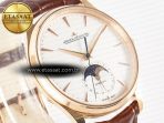 Jaeger Lecoultre Master Ultra Thin Moon RG Z+F 1:1 Best Edition White Dial on Brown Leather Strap A925 - Görsel 5