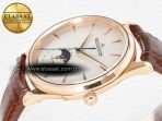 Jaeger Lecoultre Master Ultra Thin Moon RG Z+F 1:1 Best Edition White Dial on Brown Leather Strap A925 - Görsel 6