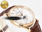 Jaeger Lecoultre Master Ultra Thin Moon RG Z+F 1:1 Best Edition White Dial on Brown Leather Strap A925 - Görsel 7