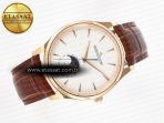 Jaeger Lecoultre Master Ultra Thin Moon RG Z+F 1:1 Best Edition White Dial on Brown Leather Strap A925 - Görsel 8