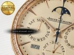 Jaeger Lecoultre Master Ultra Thin Perpetual Calendar RG V9F 1:1 Best Edition Cream Dial Diamonds Bezel on Brown Leather Strap A868 V2 - Görsel 10