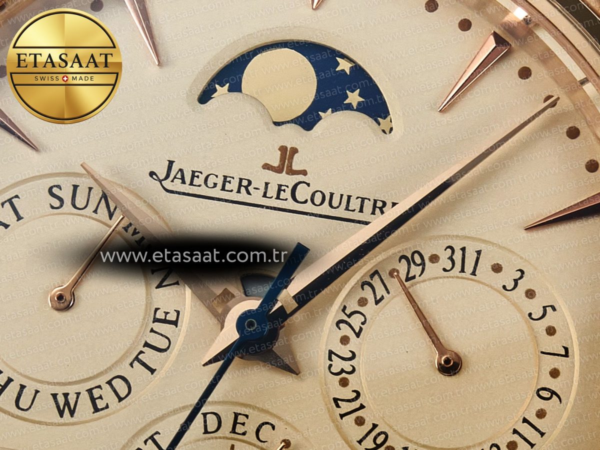 Jeager Lecoultre Master Ultra Thin Perpetual Calendar RG V9F 1:1 Best Edition Cream Dial on Brown Leather Strap A868 V2 - Görsel 11