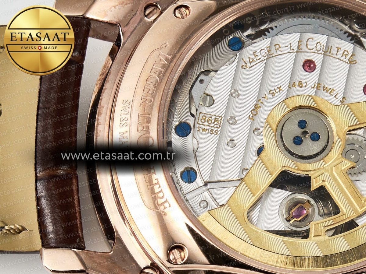 Jeager Lecoultre Master Ultra Thin Perpetual Calendar RG V9F 1:1 Best Edition Cream Dial on Brown Leather Strap A868 V2 - Görsel 21