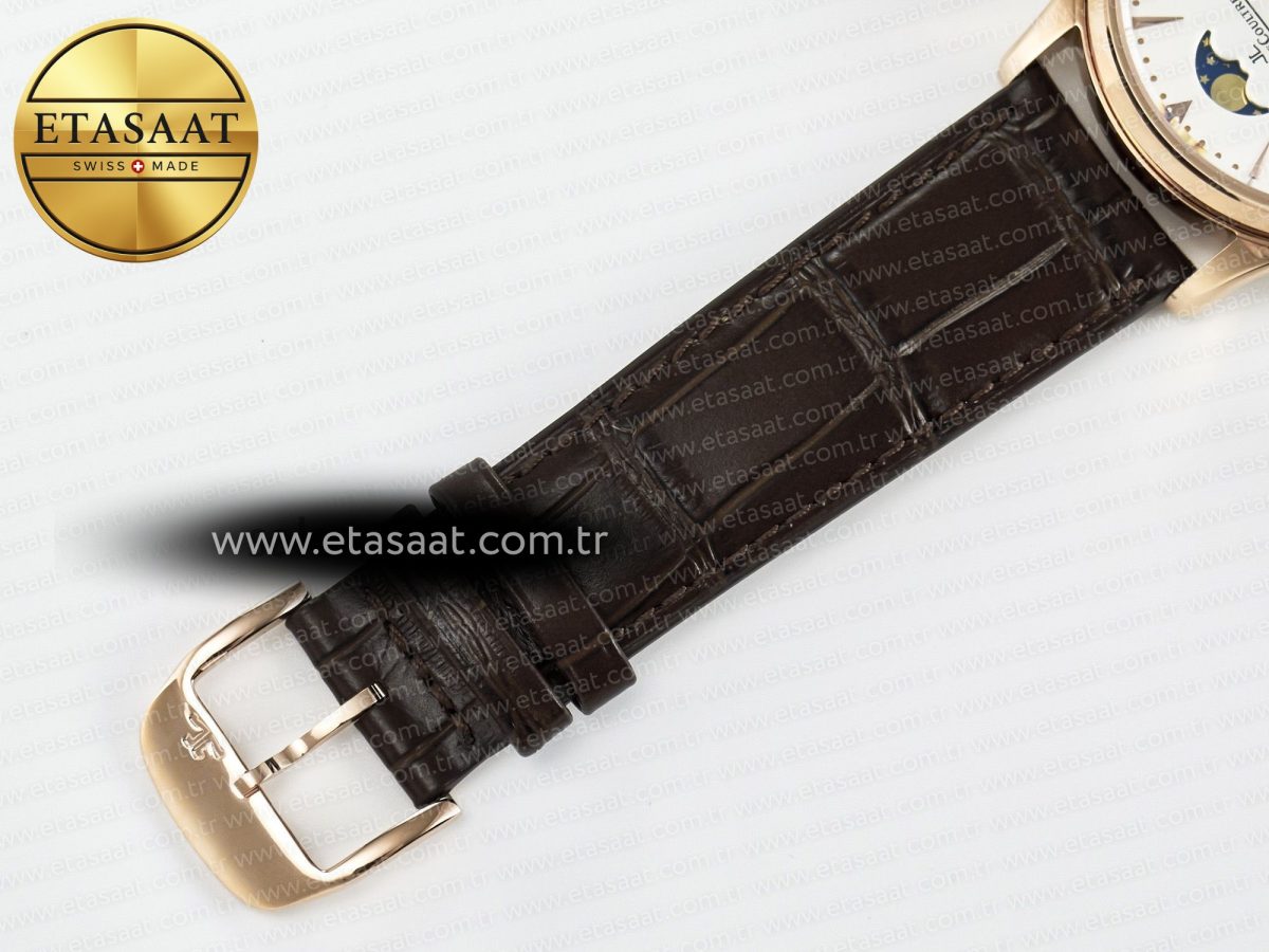 Jeager Lecoultre Master Ultra Thin Perpetual Calendar RG V9F 1:1 Best Edition Cream Dial on Brown Leather Strap A868 V2 - Görsel 24
