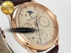 Jeager Lecoultre Master Ultra Thin Perpetual Calendar RG V9F 1:1 Best Edition Cream Dial on Brown Leather Strap A868 V2 - Görsel 5