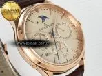 Jeager Lecoultre Master Ultra Thin Perpetual Calendar RG V9F 1:1 Best Edition Cream Dial on Brown Leather Strap A868 V2 - Görsel 5