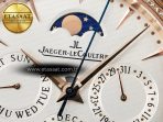 Jaeger Lecoultre Master Ultra Thin Perpetual Calendar RG V9F 1:1 Best Edition White Dial Diamonds Bezel on Black Leather Strap A868 V2 - Görsel 11