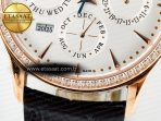 Jaeger Lecoultre Master Ultra Thin Perpetual Calendar RG V9F 1:1 Best Edition White Dial Diamonds Bezel on Black Leather Strap A868 V2 - Görsel 13