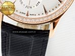 Jaeger Lecoultre Master Ultra Thin Perpetual Calendar RG V9F 1:1 Best Edition White Dial Diamonds Bezel on Black Leather Strap A868 V2 - Görsel 14