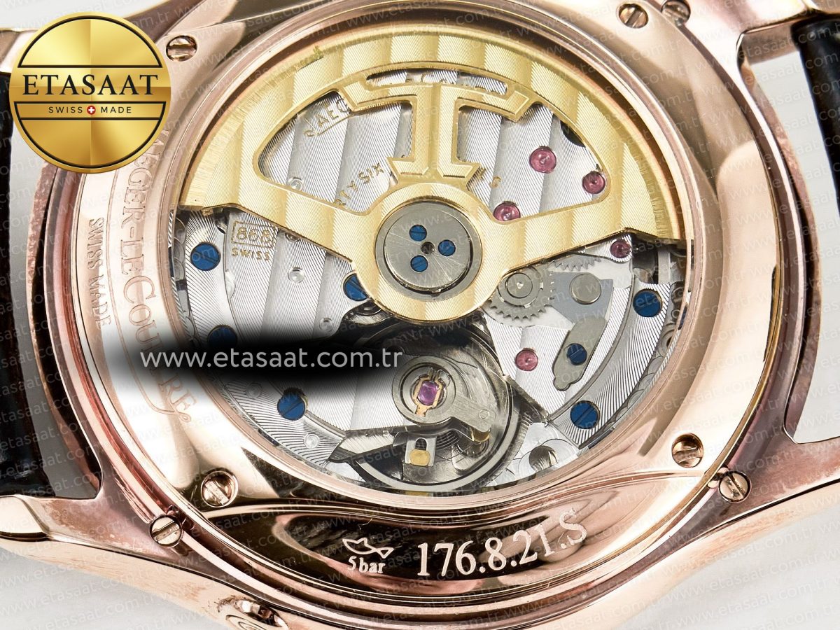 Jaeger Lecoultre Master Ultra Thin Perpetual Calendar RG V9F 1:1 Best Edition White Dial Diamonds Bezel on Black Leather Strap A868 V2 - Görsel 18