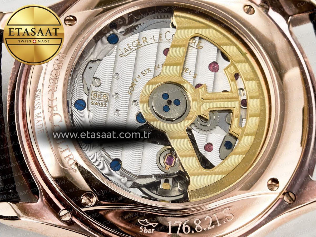Jaeger Lecoultre Master Ultra Thin Perpetual Calendar RG V9F 1:1 Best Edition White Dial Diamonds Bezel on Black Leather Strap A868 V2 - Görsel 20
