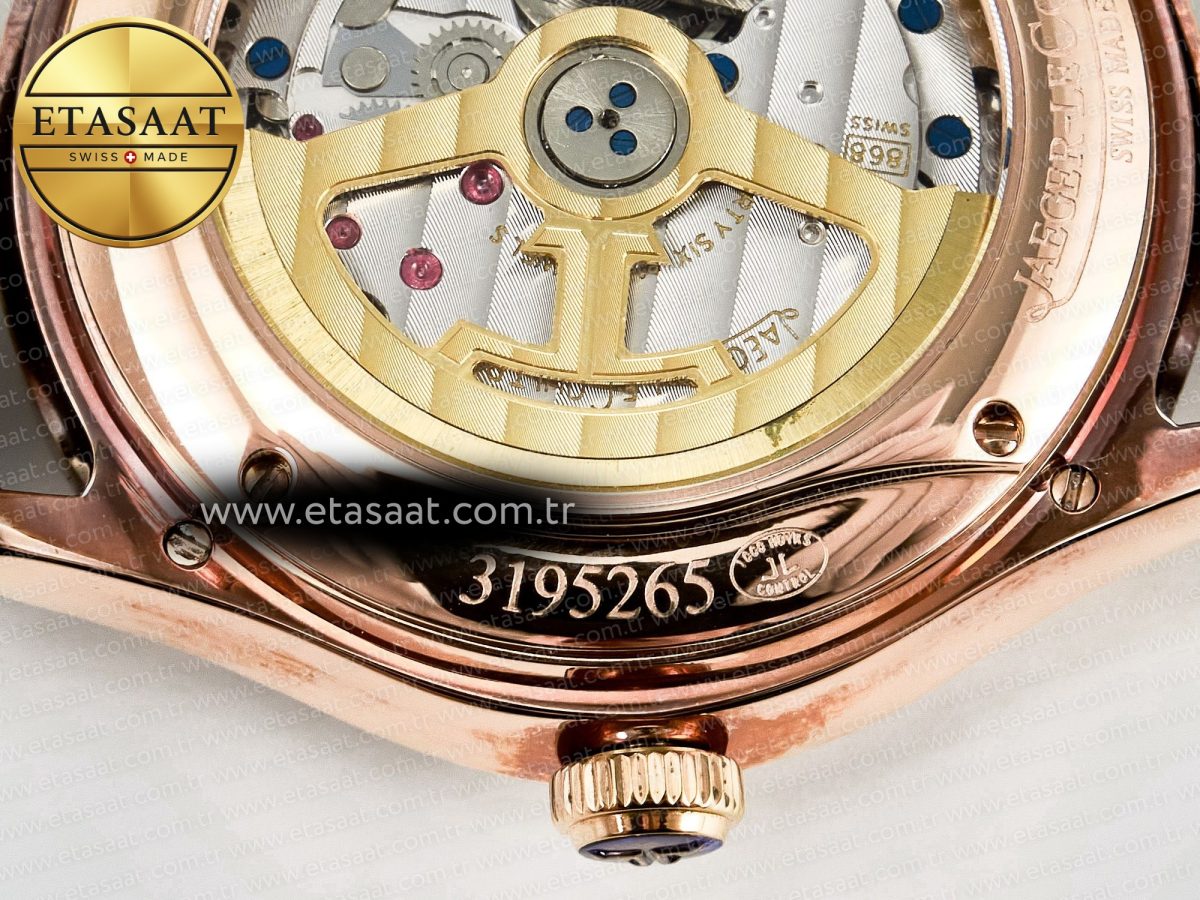 Jaeger Lecoultre Master Ultra Thin Perpetual Calendar RG V9F 1:1 Best Edition White Dial Diamonds Bezel on Black Leather Strap A868 V2 - Görsel 22