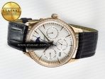Jaeger Lecoultre Master Ultra Thin Perpetual Calendar RG V9F 1:1 Best Edition White Dial Diamonds Bezel on Black Leather Strap A868 V2 - Görsel 9