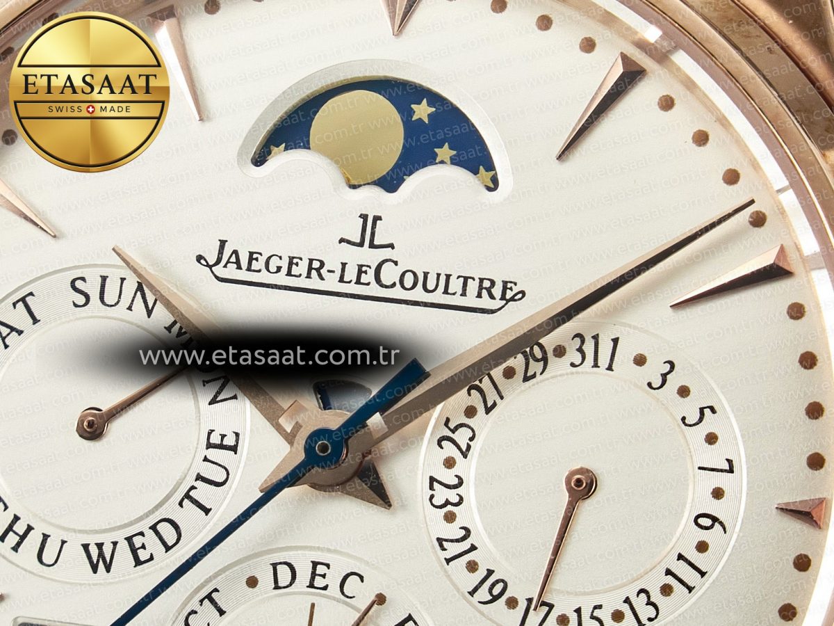 Jeager Lecoultre Master Ultra Thin Perpetual Calendar RG V9F 1:1 Best Edition White Dial on Brown Leather Strap A868 V2 - Görsel 11