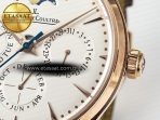 Jeager Lecoultre Master Ultra Thin Perpetual Calendar RG V9F 1:1 Best Edition White Dial on Brown Leather Strap A868 V2 - Görsel 12