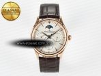 Jeager Lecoultre Master Ultra Thin Perpetual Calendar RG V9F 1:1 Best Edition White Dial on Brown Leather Strap A868 V2 - Görsel 3