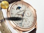 Jeager Lecoultre Master Ultra Thin Perpetual Calendar RG V9F 1:1 Best Edition White Dial on Brown Leather Strap A868 V2 - Görsel 5