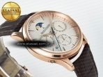 Jeager Lecoultre Master Ultra Thin Perpetual Calendar RG V9F 1:1 Best Edition White Dial on Brown Leather Strap A868 V2 - Görsel 7
