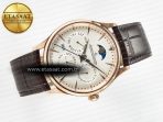 Jeager Lecoultre Master Ultra Thin Perpetual Calendar RG V9F 1:1 Best Edition White Dial on Brown Leather Strap A868 V2 - Görsel 8