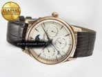 Jeager Lecoultre Master Ultra Thin Perpetual Calendar RG V9F 1:1 Best Edition White Dial on Brown Leather Strap A868 V2 - Görsel 9