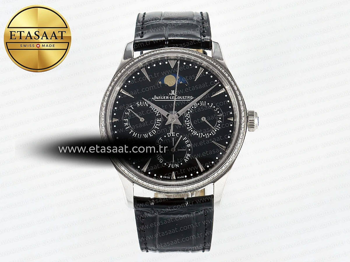 Jaeger-LeCoultre V9F Siyah Kadran Pırlantalı A868 Eta Saat - 1:1 Süper Klon Replika Saat