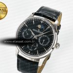 Jaeger Lecoultre Master Ultra Thin Perpetual Calendar SS V9F 1:1 Best Edition Black Dial on Black Leather Strap A868 V2