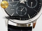 Jaeger Lecoultre Master Ultra Thin Perpetual Calendar SS V9F 1:1 Best Edition Black Dial on Black Leather Strap A868 V2 - Görsel 13
