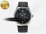 Jaeger Lecoultre Master Ultra Thin Perpetual Calendar SS V9F 1:1 Best Edition Black Dial on Black Leather Strap A868 V2 - Görsel 3