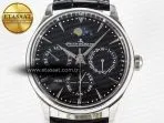 Jaeger Lecoultre Master Ultra Thin Perpetual Calendar SS V9F 1:1 Best Edition Black Dial on Black Leather Strap A868 V2 - Görsel 4