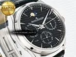 Jaeger Lecoultre Master Ultra Thin Perpetual Calendar SS V9F 1:1 Best Edition Black Dial on Black Leather Strap A868 V2 - Görsel 5