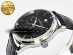 Jaeger Lecoultre Master Ultra Thin Perpetual Calendar SS V9F 1:1 Best Edition Black Dial on Black Leather Strap A868 V2 - Görsel 6