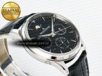 Jaeger Lecoultre Master Ultra Thin Perpetual Calendar SS V9F 1:1 Best Edition Black Dial on Black Leather Strap A868 V2 - Görsel 7