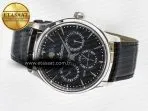 Jaeger Lecoultre Master Ultra Thin Perpetual Calendar SS V9F 1:1 Best Edition Black Dial on Black Leather Strap A868 V2 - Görsel 9